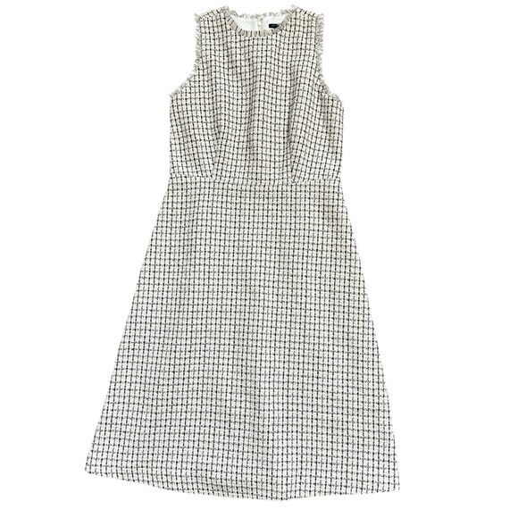 Ann Taylor Tweed Long Checkered A Line Dress Size 8 - Picture 1 of 8